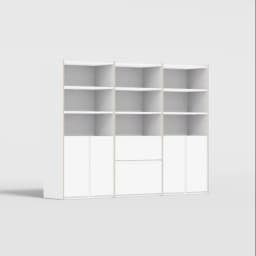 Bookcase in White with External Drawers view 2