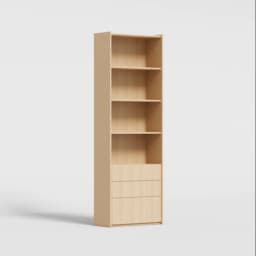 Bookcase in Light Wood Effect with External Drawers view 2