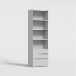 Bookcase in Grey with External Drawers view 2
