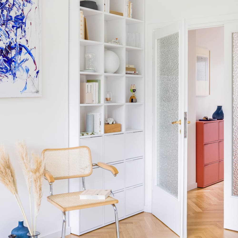 Bookcase in White with Doors - White