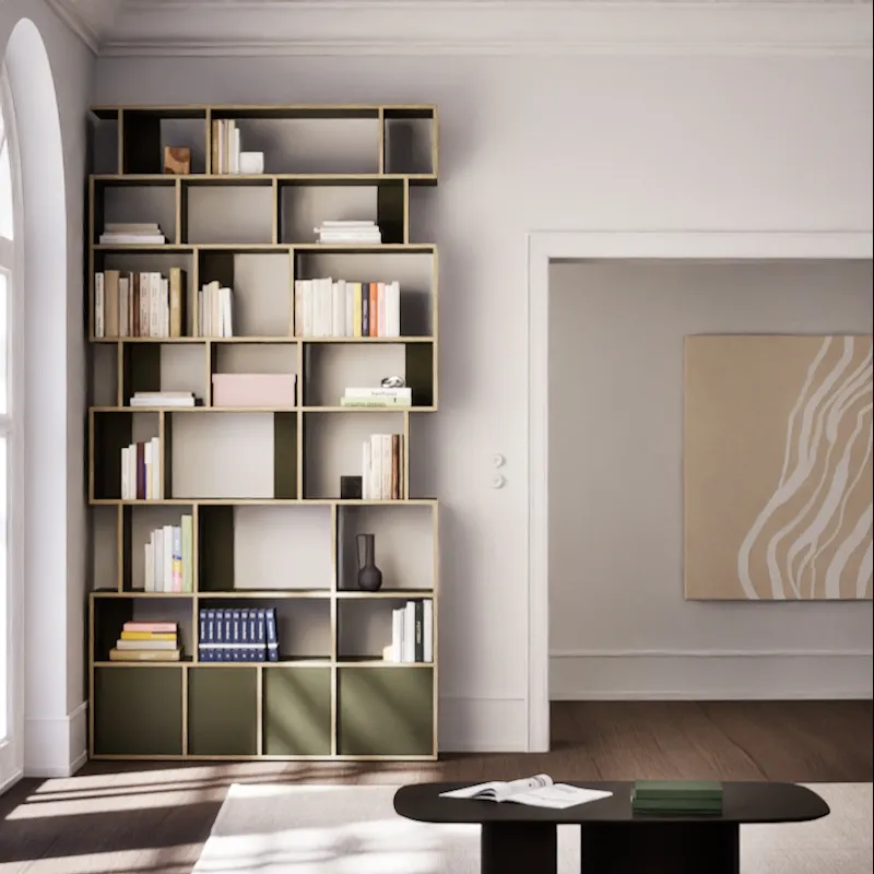 Bookcase in Moss Green with Doors - Green