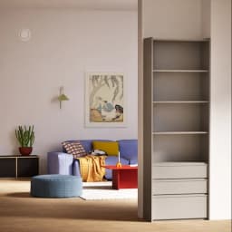 Bookcase in Grey with External Drawers view 1