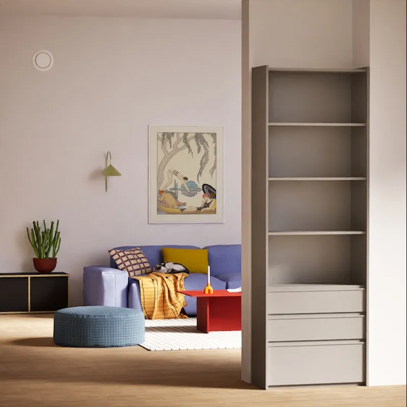 Bookcase in Grey with External Drawers - Grey