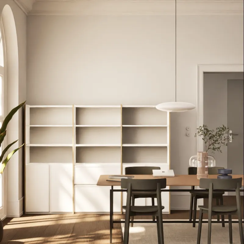 Bookcase in White with External Drawers - White